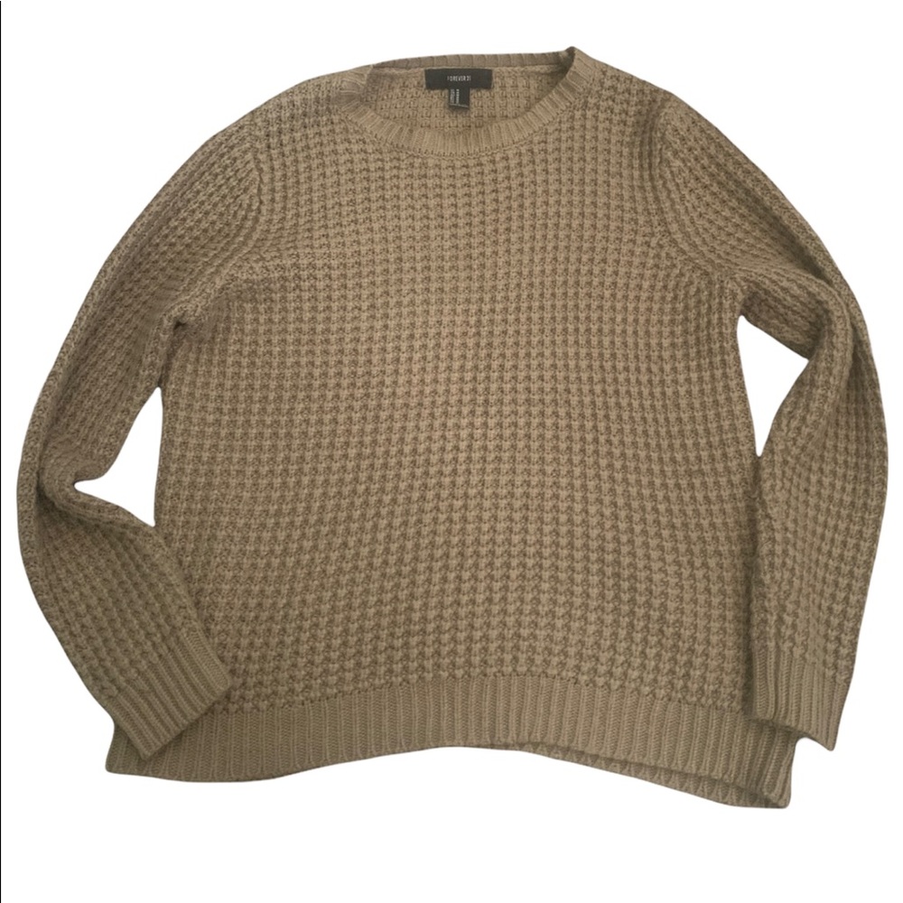 Brown Oversized Waffle Knit Sweater